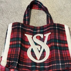 Victoria’s Secret Plaid Tote Bag Red Green Logo Bag